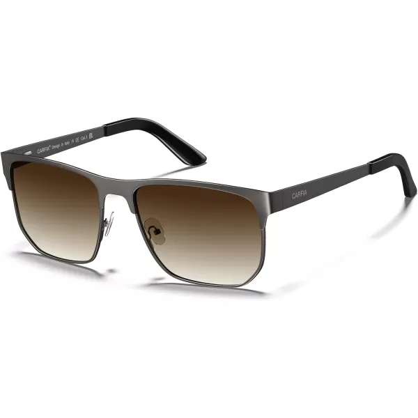 CARFIA Metal Trendy Square Polarized Sunglasses for Men UV400 Protection Driving Golfing Outdoor Eyewear CA5227Black Gun Gradient Brown Lens