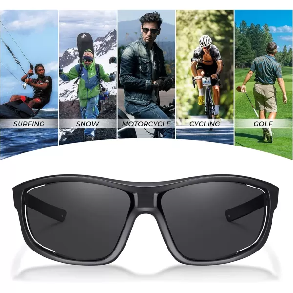 CARFIA Polarized Sports Sunglasses for Men and Women TR90 Lightweight Cool Frame Driving Cycling Running Fishing EyewearA2 Gray Polarized Lens Black Frame