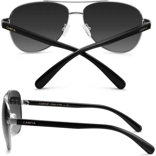 CARFIA Polarized Sunglasses for Women UV Protection Acetate Arms Metal Frame Womans Shades CA32166 Grey Gradient Lens Black Arm