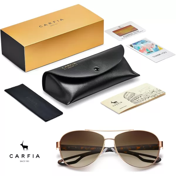 CARFIA Polarized Sunglasses for Women UV Protection UltraLightweight Comfort Metal Frame Driving Glasses CA32102 Brown Gradient Lens Polished Metal Frame