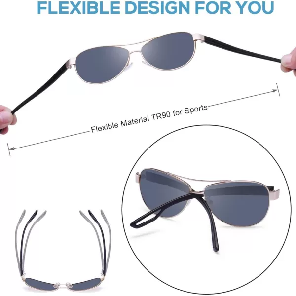 CARFIA Polarized Sunglasses for Women UV Protection UltraLightweight Comfort Metal Frame Driving Glasses CA32105 Blue Grey Lens Matte Metal Frame