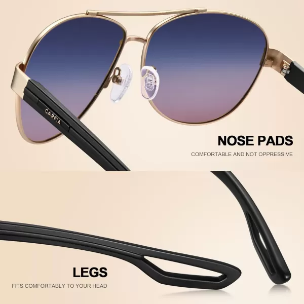 CARFIA Polarized Sunglasses for Women UV Protection UltraLightweight Comfort Metal Frame Driving Glasses CA32107 Two Tone Blue Lens