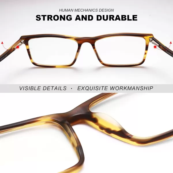 CARFIA Rectangle Mens Blue Light Blocking Glasses Matte Acetate Frame CA6203C3