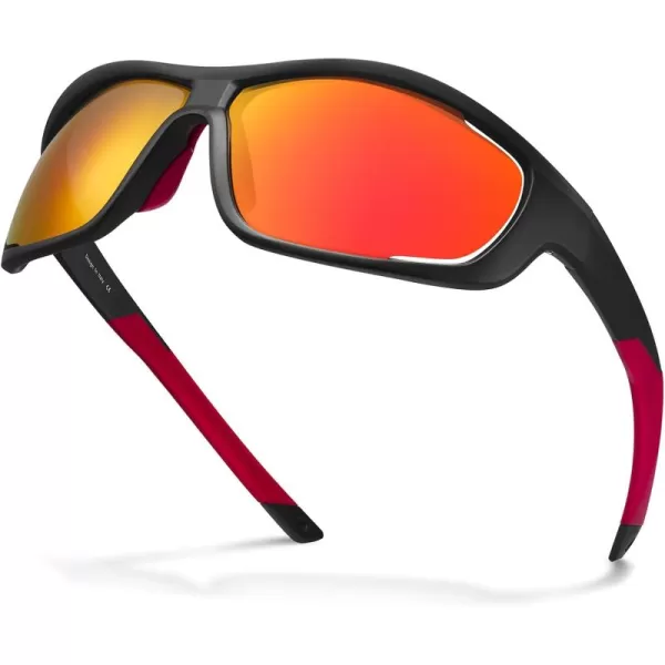 CARFIA Polarized Sports Sunglasses for Men and Women TR90 Lightweight Cool Frame Driving Cycling Running Fishing EyewearA3 Red Yellow Mirrored Polarized Lens