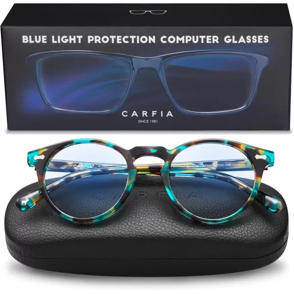 CARFIA Acetate Round Blue Light Blocking Glasses for Women Anti Eye Eyestrain Computer Gaming GlassesB Grey Tortoise Frame Blue Light Glasses