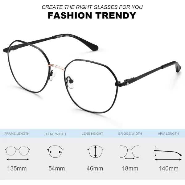 CARFIA Nerd Costume Glasses for Halloween Cosplay NonPrescription Clear Lens Prop Women Blue Light Blocking GlassesS Black  Gold