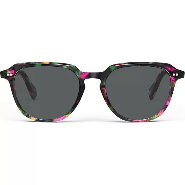 CARFIA Retro Sunglasses for Women Polarized Pantos Acetate Frame UV Protection Driving Shades3multicolor Frame Gray Lens
