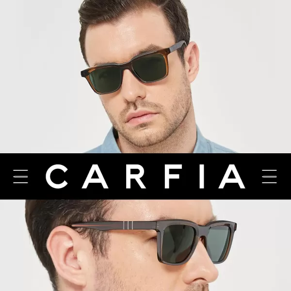 CARFIA Small Square Polarized Sunglasses for Men UV400 Protection Lightweight Retro Shades Driving Glasses2brown Frame Green Lens