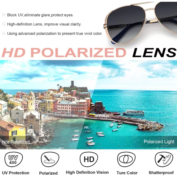 CARFIA Trendy Retro Polarized Sunglasses for Women UV Protection Classic Pilot Sun glasses CA5388A42 Grey Gradient Lens