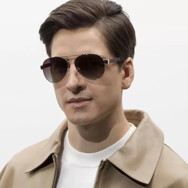 CARFIA Wide Temples Pilot Sunglasses for Men Polarized UV400 Protection Classic Trendy Style Eyewear CA53781 Gold Frame  Gradient Brown Lens