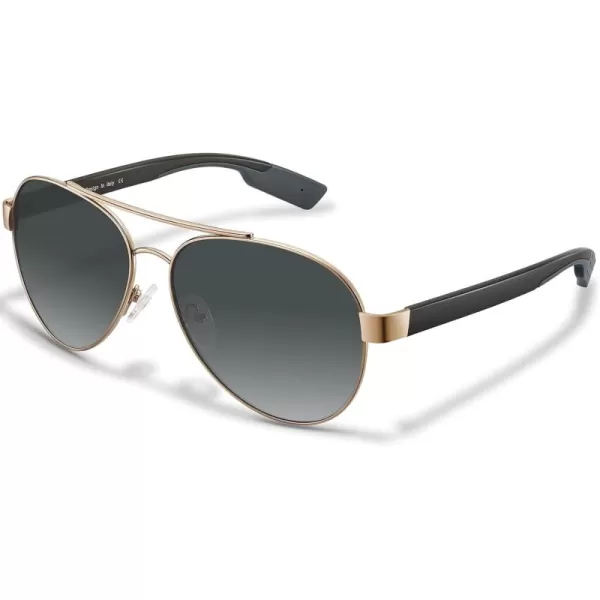 CARFIA Wide Temples Pilot Sunglasses for Men Polarized UV400 Protection Classic Trendy Style Eyewear CA53782 Gold Frame  Gradient Grey Lens