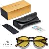 imageCARFIA Acetate Mens Nighttime Driving Glasses Retro Round Frame Night Vision Goggles Reduce Headlight Glare Ehance Clarity1  Tortoise Frame Yellow Lensnight Vision