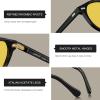 imageCARFIA Acetate Mens Nighttime Driving Glasses Retro Round Frame Night Vision Goggles Reduce Headlight Glare Ehance Clarity2  Black Frame Yellow Lensnight Vision