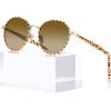imageCARFIA Metal Acetate Polarized Sunglasses for Women UV400 Protection Retro Small Round AntiGlare Glasses Driving ShadesA Brown  White Checkered Frame  Brown Lens