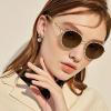 imageCARFIA Metal Acetate Polarized Sunglasses for Women UV400 Protection Retro Small Round AntiGlare Glasses Driving ShadesA Brown  White Checkered Frame  Brown Lens