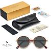 imageCARFIA Metal Acetate Polarized Sunglasses for Women UV400 Protection Retro Small Round AntiGlare Glasses Driving ShadesB Tortoise Acetate  Metal Frame  Grey Lens