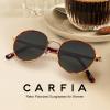imageCARFIA Metal Acetate Polarized Sunglasses for Women UV400 Protection Retro Small Round AntiGlare Glasses Driving ShadesB Tortoise Acetate  Metal Frame  Grey Lens