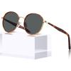 imageCARFIA Metal Acetate Polarized Sunglasses for Women UV400 Protection Retro Small Round AntiGlare Glasses Driving ShadesB Tortoise Acetate  Metal Frame  Grey Lens