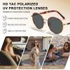 imageCARFIA Metal Acetate Polarized Sunglasses for Women UV400 Protection Retro Small Round AntiGlare Glasses Driving ShadesB Tortoise Acetate  Metal Frame  Grey Lens
