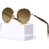 imageCARFIA Metal Acetate Polarized Sunglasses for Women UV400 Protection Retro Small Round AntiGlare Glasses Driving ShadesC Tortoise Acetate  Metal Frame  Brown Lens