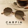 imageCARFIA Metal Acetate Polarized Sunglasses for Women UV400 Protection Retro Small Round AntiGlare Glasses Driving ShadesC Tortoise Acetate  Metal Frame  Brown Lens