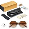 imageCARFIA Metal Acetate Polarized Sunglasses for Women UV400 Protection Retro Small Round AntiGlare Glasses Driving ShadesF Translucent Green Frame Frame  Gradual Brown Lens