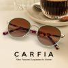 imageCARFIA Metal Acetate Polarized Sunglasses for Women UV400 Protection Retro Small Round AntiGlare Glasses Driving ShadesF Translucent Green Frame Frame  Gradual Brown Lens