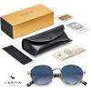 imageCARFIA Metal Acetate Polarized Sunglasses for Women UV400 Protection Retro Small Round AntiGlare Glasses Driving ShadesH Bluebrown Tortoise Frame  Blue Lens