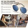 imageCARFIA Metal Acetate Polarized Sunglasses for Women UV400 Protection Retro Small Round AntiGlare Glasses Driving ShadesH Bluebrown Tortoise Frame  Blue Lens