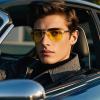 imageCARFIA Pilot Night Driving Glasses for Women Men Trendy Night Vision Goggles Reduce Glare Enhance Clarity for Safety CA3216Shiny Gold Frame  Brown Tortoise Temple