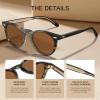 imageCARFIA Retro Acetate Polarized Sunglasses for Men UV Protection Vintage Round Frame Eyewear with Gold Filigree CA5506D Green Demi Frame  Brown Lens