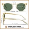 imageCARFIA Retro Acetate Polarized Sunglasses for Men UV Protection Vintage Round Frame Eyewear with Gold Filigree CA5506E Clear Yellow Frame  Green Lenses