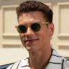 imageCARFIA Retro Acetate Polarized Sunglasses for Men UV Protection Vintage Round Frame Eyewear with Gold Filigree CA5506E Clear Yellow Frame  Green Lenses