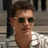imageCARFIA Retro Acetate Polarized Sunglasses for Men UV Protection Vintage Round Frame Eyewear with Gold Filigree CA5506E Clear Yellow Frame  Green Lenses