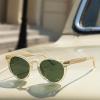 imageCARFIA Retro Acetate Polarized Sunglasses for Men UV Protection Vintage Round Frame Eyewear with Gold Filigree CA5506E Clear Yellow Frame  Green Lenses