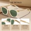 imageCARFIA Retro Acetate Polarized Sunglasses for Men UV Protection Vintage Round Frame Eyewear with Gold Filigree CA5506E Clear Yellow Frame  Green Lenses