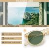 imageCARFIA Retro Acetate Polarized Sunglasses for Men UV Protection Vintage Round Frame Eyewear with Gold Filigree CA5506E Clear Yellow Frame  Green Lenses