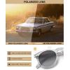 imageCARFIA Retro Acetate Polarized Sunglasses for Men UV Protection Vintage Round Frame Eyewear with Gold Filigree CA5506F Clear Light Gray Frame  Gray Gradient Lens