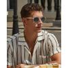 imageCARFIA Retro Acetate Polarized Sunglasses for Men UV Protection Vintage Round Frame Eyewear with Gold Filigree CA5506F Clear Light Gray Frame  Gray Gradient Lens