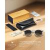 imageCARFIA Retro Acetate Polarized Sunglasses for Men UV Protection Vintage Round Frame Eyewear with Gold Filigree CA5506F Clear Light Gray Frame  Gray Gradient Lens