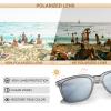 imageCARFIA Retro Acetate Polarized Sunglasses for Men UV400 Protection Driving Outdoor AntiGlare Sun Glasses CA5354WSE Matte Clear Gray Frame  Silver Mirrored Lenses