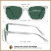 imageCARFIA Retro Acetate Polarized Sunglasses for Men UV400 Protection Driving Outdoor AntiGlare Sun Glasses CA5354WSH Transparent Frame  Green Lenses