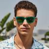 imageCARFIA Retro Acetate Polarized Sunglasses for Men UV400 Protection Driving Outdoor AntiGlare Sun Glasses CA5354WSP Matte Green Frame  Green Mirrored Lenses