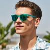 imageCARFIA Retro Acetate Polarized Sunglasses for Men UV400 Protection Driving Outdoor AntiGlare Sun Glasses CA5354WSP Matte Green Frame  Green Mirrored Lenses