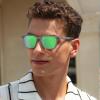 imageCARFIA Retro Acetate Polarized Sunglasses for Men UV400 Protection Driving Outdoor AntiGlare Sun Glasses CA5354WSW Matte Transparent Gray Frame Green Lenses