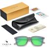 imageCARFIA Retro Acetate Polarized Sunglasses for Men UV400 Protection Driving Outdoor AntiGlare Sun Glasses CA5354WSW Matte Transparent Gray Frame Green Lenses