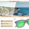 imageCARFIA Retro Acetate Polarized Sunglasses for Men UV400 Protection Driving Outdoor AntiGlare Sun Glasses CA5354WSW Matte Transparent Gray Frame Green Lenses