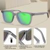 imageCARFIA Retro Acetate Polarized Sunglasses for Men UV400 Protection Driving Outdoor AntiGlare Sun Glasses CA5354WSW Matte Transparent Gray Frame Green Lenses