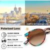 imageCARFIA Retro Acetate Polarized Sunglasses for Women UV400 Protection Small Round Frame Vintage Circle Shades CA5201A1 Red  Blue Floral Frame Brown Lens