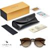 imageCARFIA Retro Acetate Polarized Sunglasses for Women UV400 Protection Small Round Frame Vintage Circle Shades CA5201C Brownwhite Tortoise Frame Gradient Brown Lens
